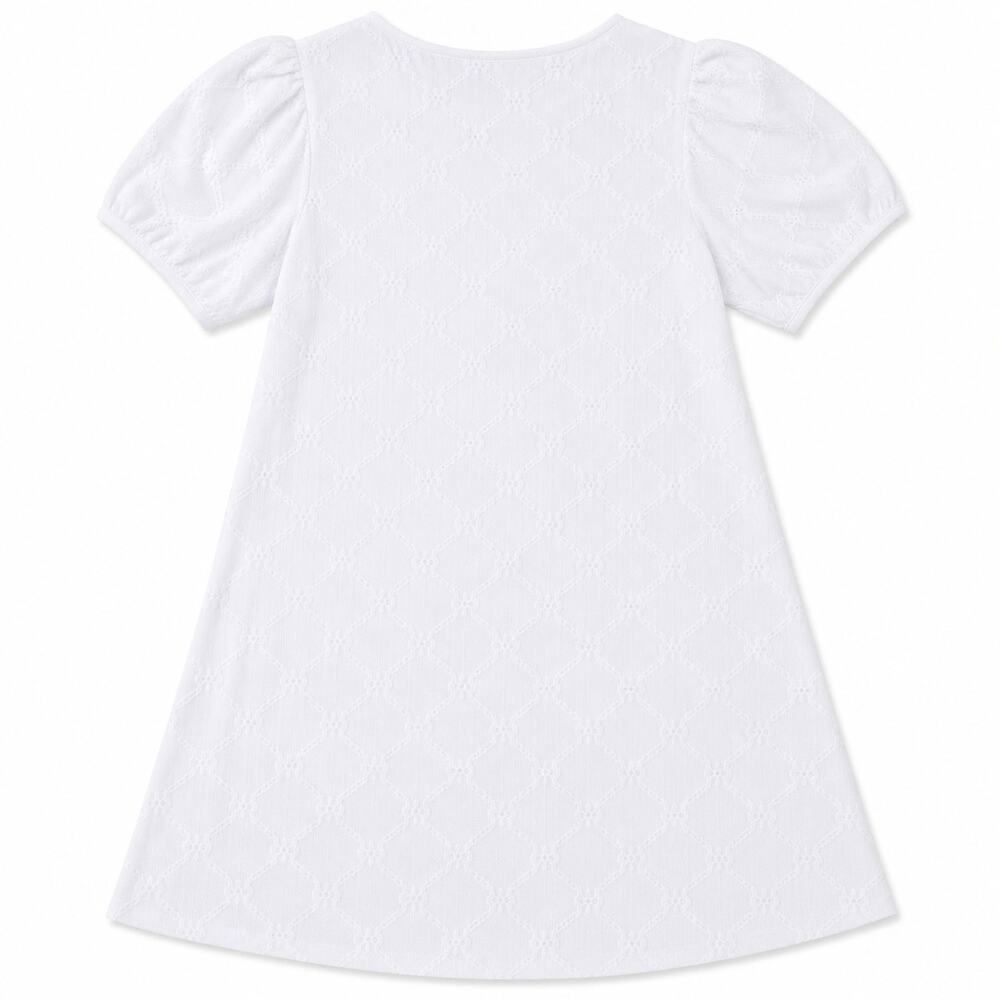 Susan Graver White Textured A-Line Dress Petite Medium Short Sleeve Summer Shift - Picture 6 of 6